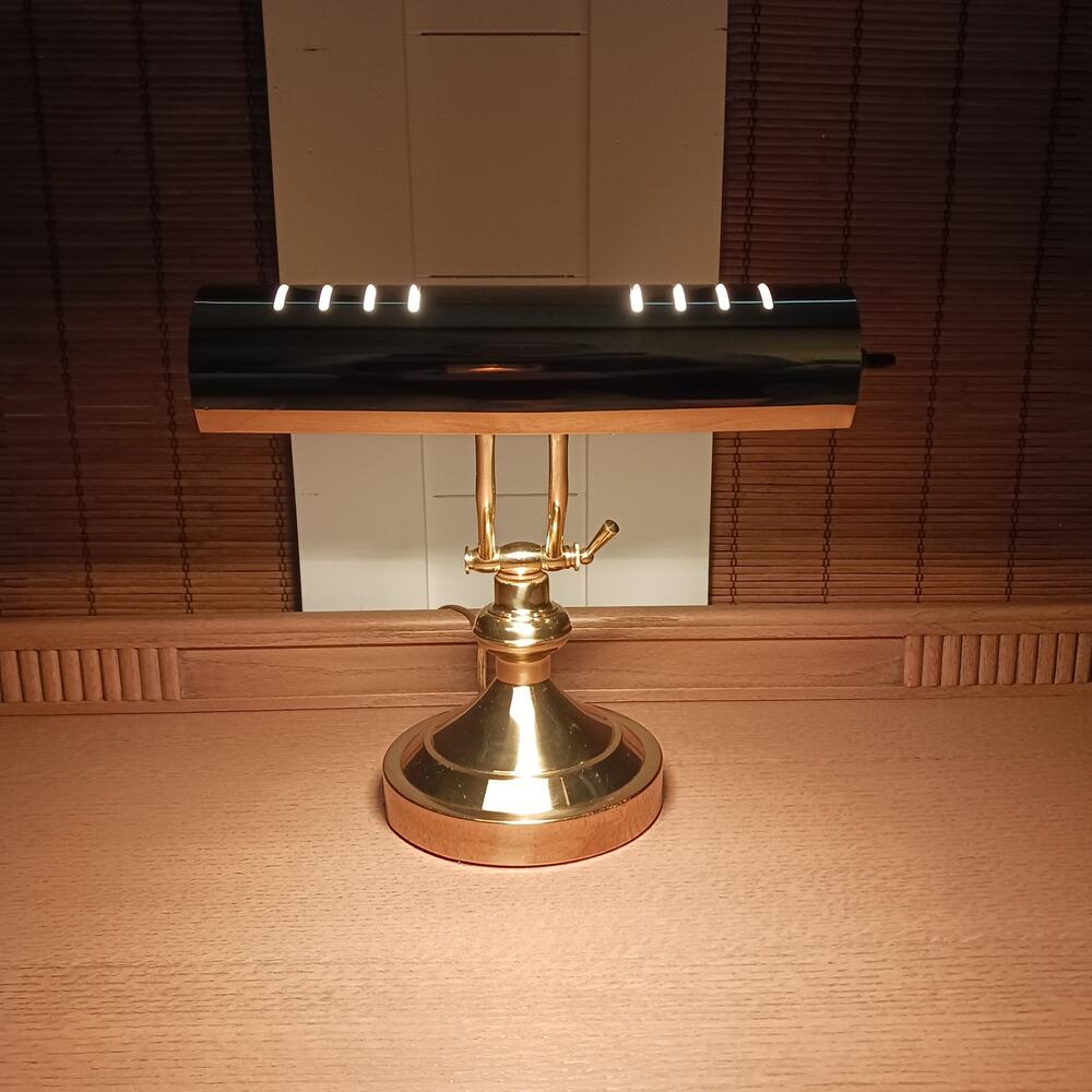 Vintage Brass Piano Bankers Desk Lamp Underwriters Laboratory Adjustable